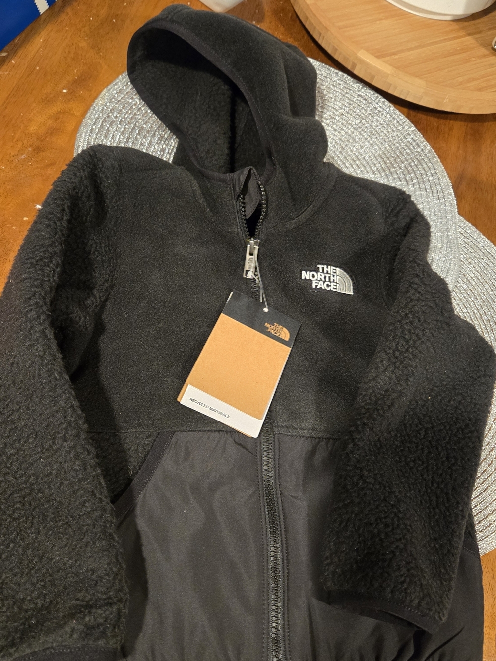 The North Face Kid Forrest Fleece Jacket With Hood- Black. Hoodie